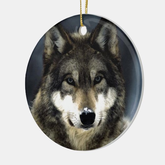 Wolf Keramik Ornament (Links)
