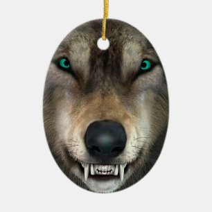 Wolf Keramik Ornament