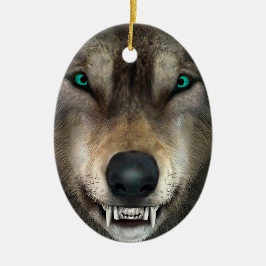 Wolf Keramik Ornament (Vorne)