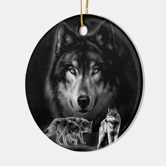 Wolf Keramik Ornament (Links)