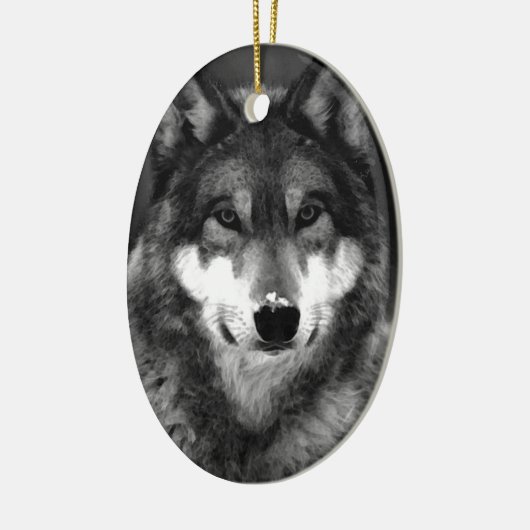 Wolf Keramik Ornament (Links)