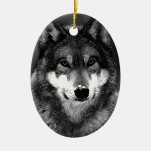 Wolf Keramik Ornament (Vorne)
