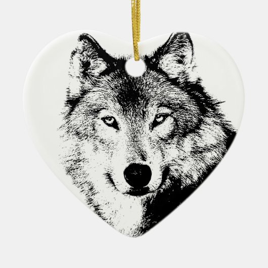 Wolf Keramik Ornament (Vorne)