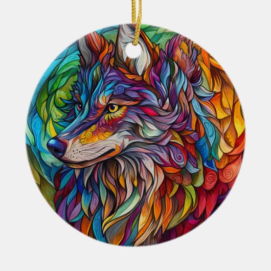Wolf Keramik-Tree-Dekoration Keramik Ornament (Vorne)
