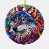 Wolf Keramik-Tree-Dekoration Keramik Ornament (Vorne)