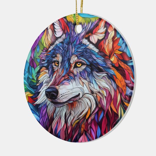 Wolf Keramik-Tree-Dekoration Keramik Ornament (Links)