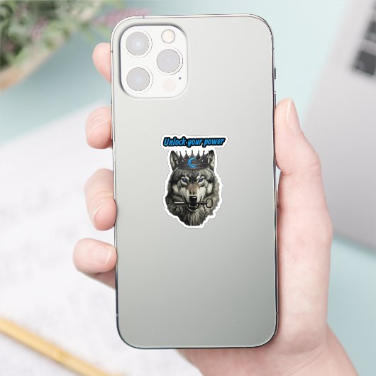 wolf king unlock your power aufkleber (Telefon)