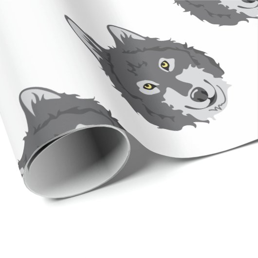 Wolf-Kopf Geschenkpapier (Rolleneckpunkt)
