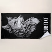 Wolf Kopf Linien Kunst Strandtuch Minimales Dunkle (Vorderseite)