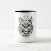 Wolf Kopf mit ethnischen Dekorationen Tasse (Zentrum)