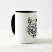 Wolf Kopf mit ethnischen Dekorationen Tasse (Vorderseite Links)