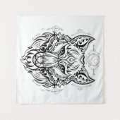 Wolf Kopf mit ethnischen Dekorationen Wandteppich (Vorderseite (Horizontal))