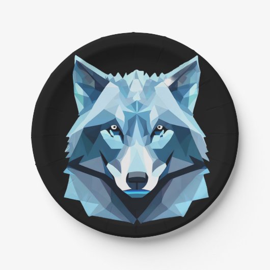 Wolf-Kopf Pappteller (Vorderseite)