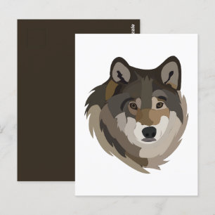 Wolf Kopf Tier Grau Wilder Wolf Postkarte