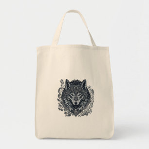 Wolf Kubismus Stammeskunst Tragetasche