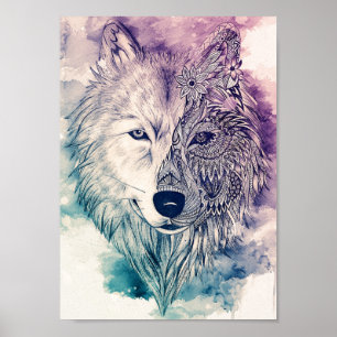 Wolf-Kunstwerk Poster