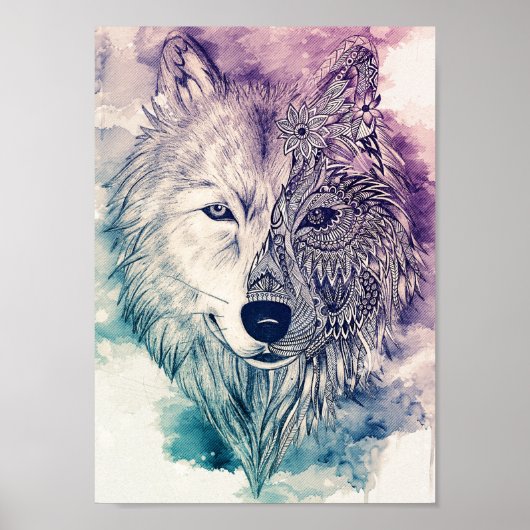 Wolf-Kunstwerk Poster (Vorne)