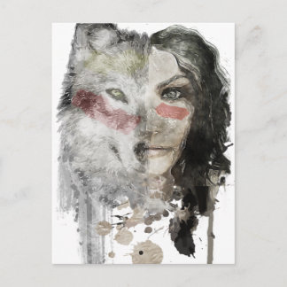 Wolf Lady Postkarte