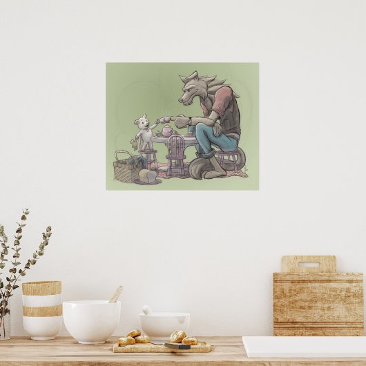 Wolf & Lamb Tea Party Poster (Küche)