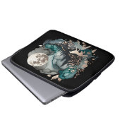 Wolf Landscape & Moon Aquamarin Gold Laptopschutzhülle (Vorne Knopf)