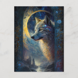 Wolf Landscape Surreal Fantasy Postkarte