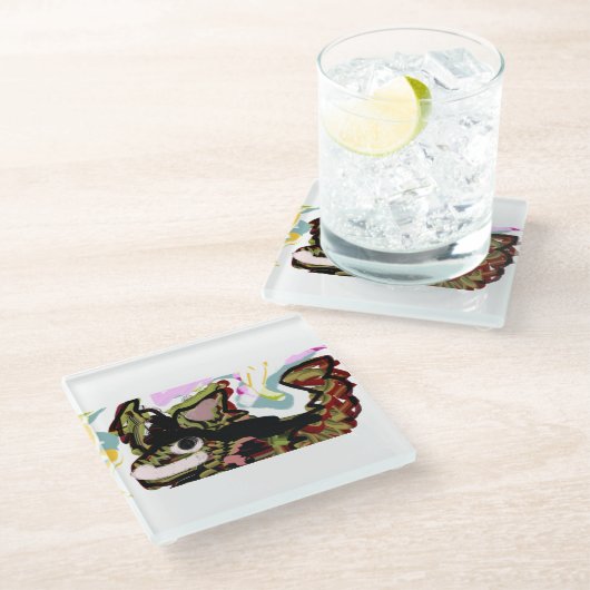 Wolf Liebe Glasuntersetzer (Schrägansicht)