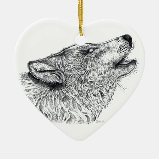 Wolf Liebe Keramik Ornament (Vorne)