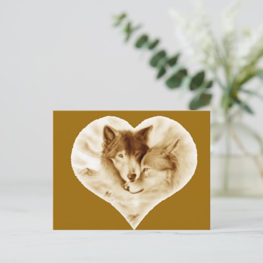 Wolf Liebe Postkarte (Stehend Vorderseite)