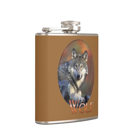 Wolf Liebhaber Kunst Flachmann (Rechts)