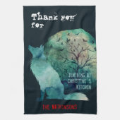 Wolf liebt eine aquamarine, dunkle Ästhetik Geschirrtuch (Vertikal)