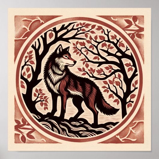 Wolf liebt Kunstwerk Natur Liebe Wolves Poster (Vorne)