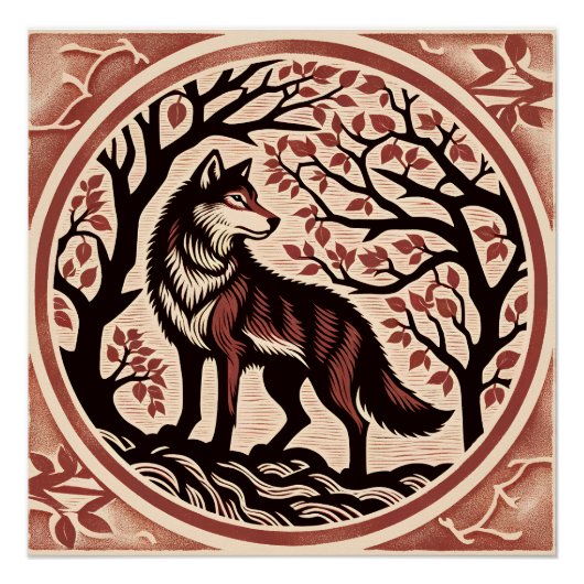 Wolf liebt Kunstwerk Natur Liebe Wolves Poster (Vorderseite)