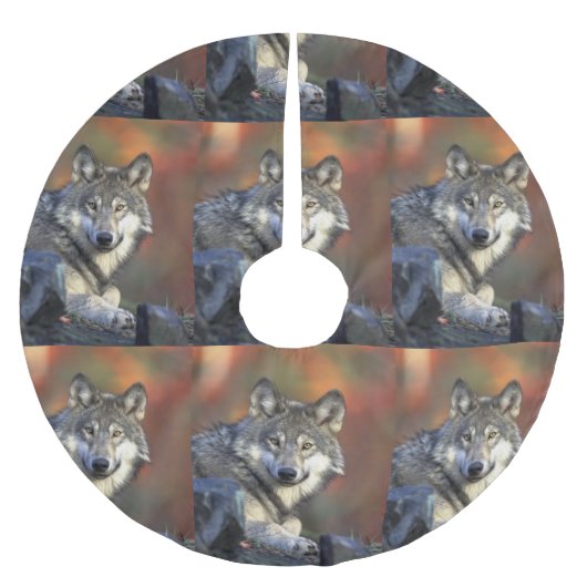 Wolf liebvers Christmas Polyester Weihnachtsbaumdecke (Vorderseite)