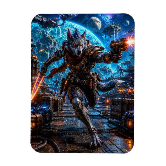 Wolf-Like Alien Pirate — Running Assault Magnet (Vertikal)