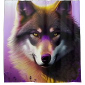Wolf Lila Duschvorhang (Vorderseite)