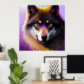 Wolf Lila Poster (Heimbüro)