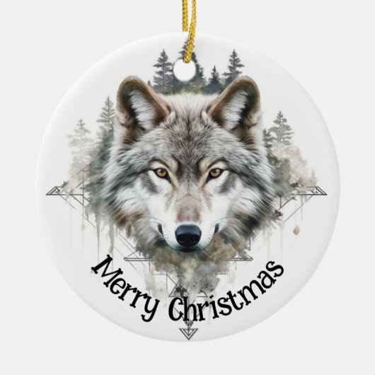 Wolf Logo Wolves Nature Custom Business Card Keramik Ornament (Vorne)