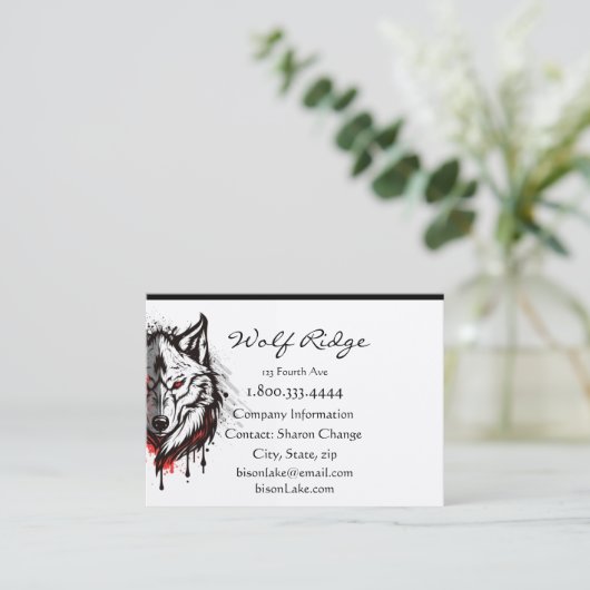 Wolf Logo Wolves Nature Custom Business Card Visitenkarte (Stehend Vorderseite)