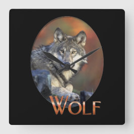 Wolf Lovers Art Quadratische Wanduhr