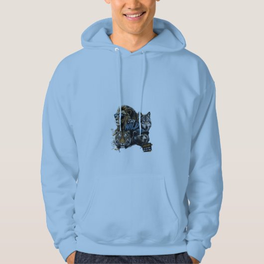 Wolf Löwe Tiger Grafik Pullover Hoodie (Vorderseite)