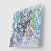 WOLF LUPINE BLUME SPRINGTIME QUADRATISCHE WANDUHR (Winkel)