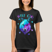 Wolf Mädchen Galaxie Ästhetik Design T-Shirt (Vorderseite)