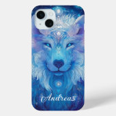 Wolf Magie Blau Case-Mate iPhone Hülle (Rückseite)
