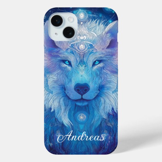 Wolf Magie Blau Case-Mate iPhone Hülle (Rückseite)