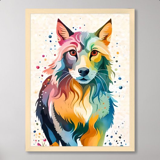 Wolf malt niedlichen Hund farbenfrohe Wildtiere Re Poster