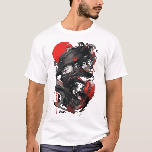 Wolf Man Goth Style Vaporwave Urban  T-Shirt (Vorderseite)