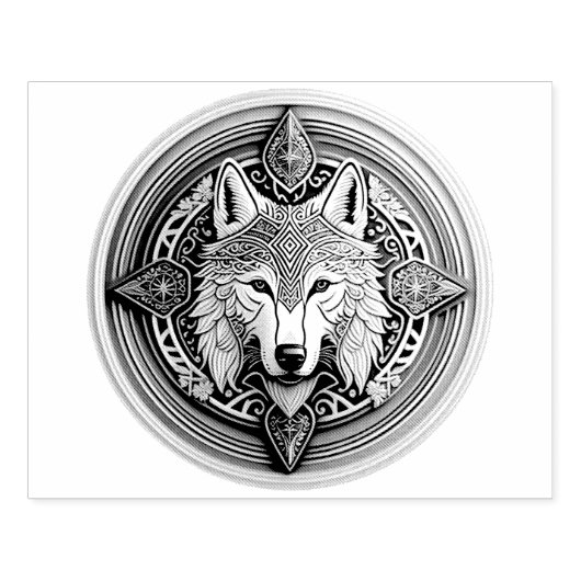 Wolf Mandala Gummistempel (Prägung)