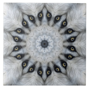 Wolf Mandala Wilde Augen und Flauschige Symmetrie Fliese