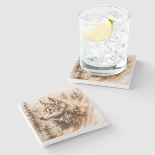 Wolf Marble Untersetzer (Seitenansicht)