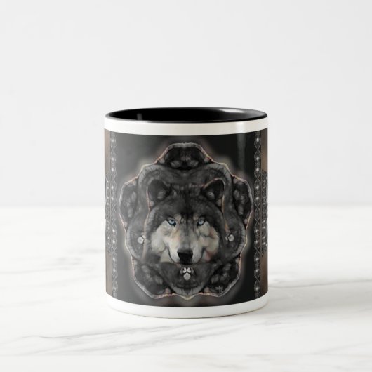 Wolf-Medizin Zweifarbige Tasse (Mittel)